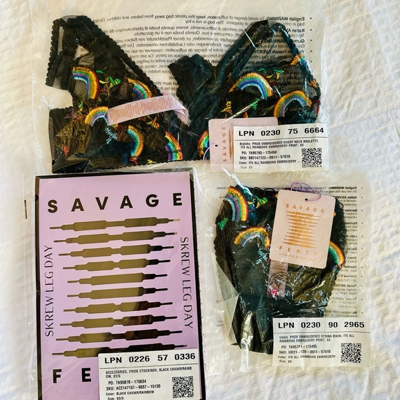 Savage X Fenty Pride Capsule Collection Bralette String Bikini & Thigh High Set - Picture 17 of 17